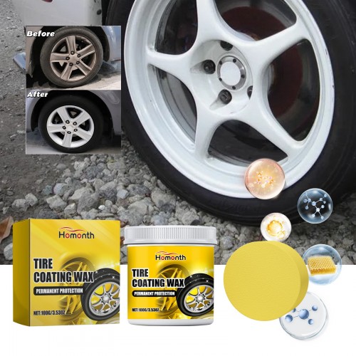 Homonth Tire Coating Wax Enhanced Gloss, Long-Lasting, Easy Decontamination - For Car and Motorcycle Tyres 100g